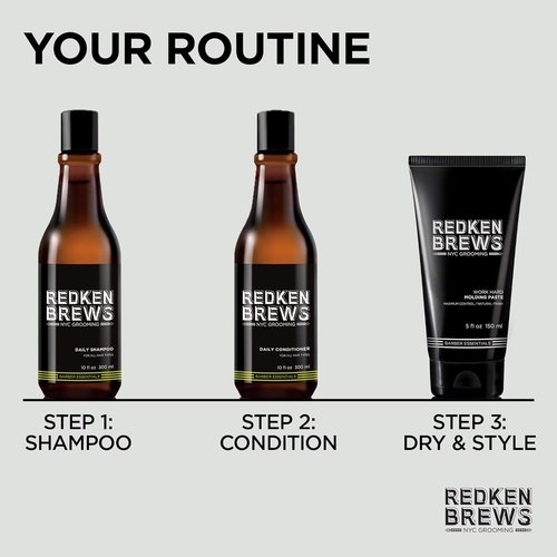 Redken Brews Molding Paste for Men - High Hold, Maximum Control, Natural Matte Finish, All Hair Types