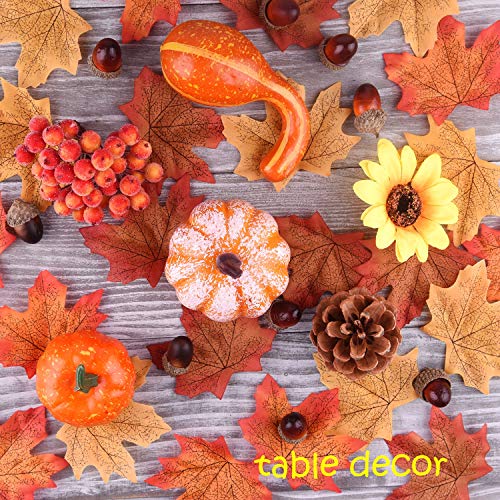 156 Pcs Autumn Mini Pumpkins Pine Cones Fall Thanksgiving Decorations Set - DIY Fall Decor