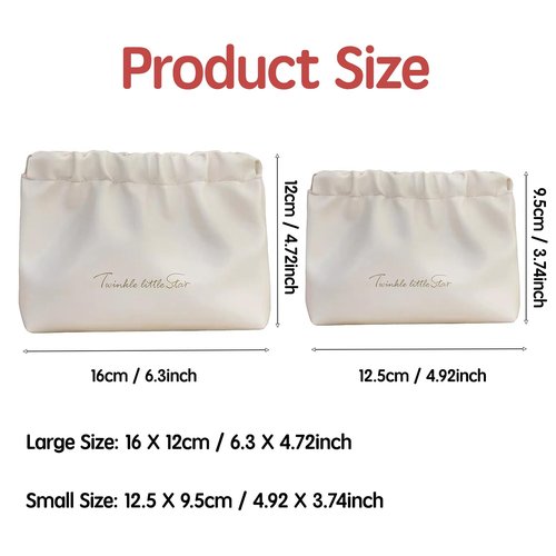 Duleylv 2 PCS Small Makeup Bag for Purse Waterproof Cosmetic Pouch Mini Cosmetic Bags Portable Makeup Bag Set for Women Coin Purse Organizer for Lipstick Jewelry Brown