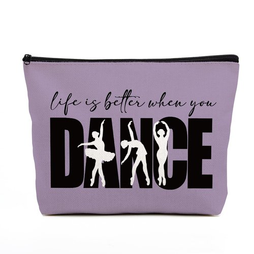 Fkovcdy Dance Bag - Ballet Makeup Bag, Cute Small Cosmetic Bag for Dancers - Dance Lover Gifts for Recital, Birthday, Christmas, Graduation, Travel - Blue