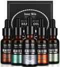 ISNER MILE Beard Oil Kit - 5 Pack with Sandalwood, Orange, Cedarwood & Sage | Perfect Gift for Men