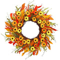 20-Inch Artificial Fall Wreath for Front Door with Autumn Flowers & Foliage