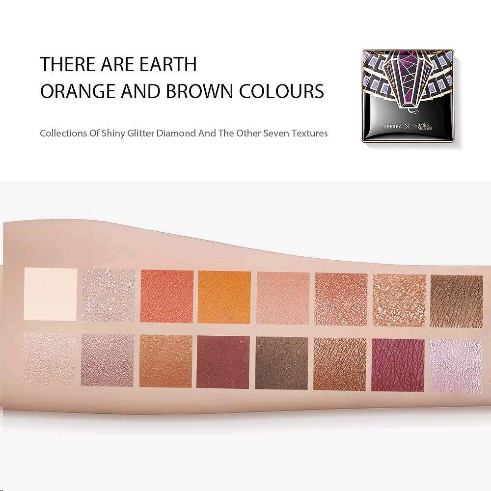 zeesea Egypt Eyeshadow Palette The British Museum Collection, Matte Shimmer Glitter Blendable High Pigmented 16 Shades Eye Makeup Palette (04# Cobra)