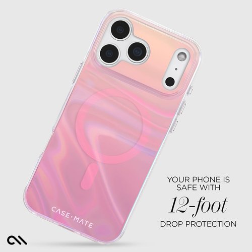 Case-Mate Soap Bubble iPhone 17 Pro Max Case - Stylish MagSafe-Compatible Cover with 12ft Drop Protection | Peach Iridescent