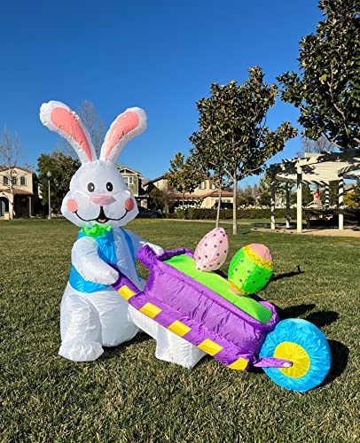 4 Ft Tall Easter Bunny Inflatable with Lights and Accessories - Outdoor Decoration