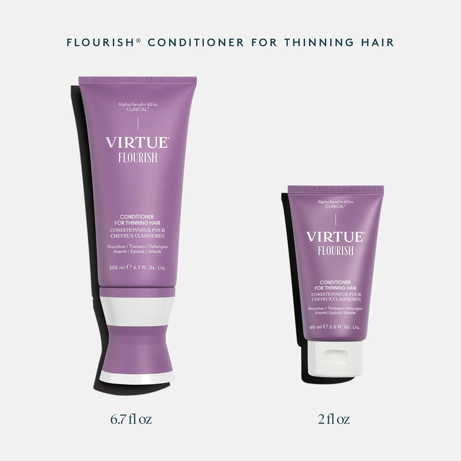 VIRTUE Flourish Conditioner - Sulfate-Free Hair Growth for Fine or Thinning Hair | Detangles & Thickens