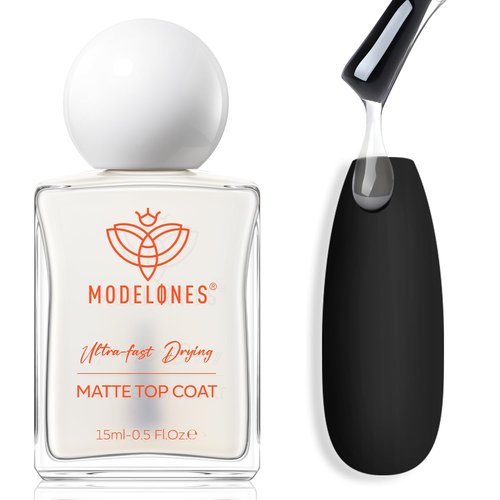 Modelones Matte Top Coat Nail Polish - Quick Dry, No Chip, Long Lasting | 0.5 Fl Oz, Salon Quality