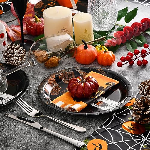 Halloween Paper Plates 30-Pack Ghost & Jack-O-Lantern Design, 9x9 Inches Party Tableware