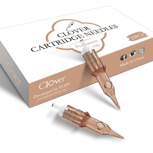 POPUPMU Smp Tattoo Cartridge Needles 1 Round Liner 0.30mm Bugpin Permanent Makeup Microblading Hair Scalp 1RL Cartridges Lining Needle for Tattoo Pen Rotary Machine Supply 1001RL (Clover)