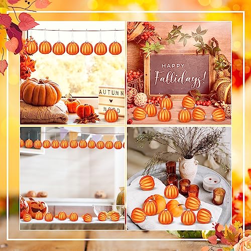 Fall Pumpkin Tree Ornaments Set - Autumn Hanging Decor, 12 Pieces, Classic Style