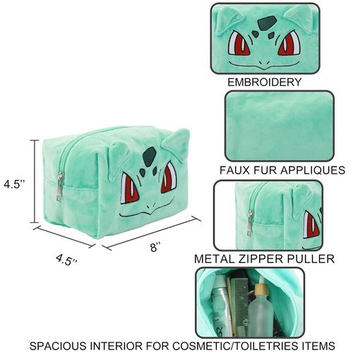 Bioworld Pokémon Bulbasaur Green 8" Cosmetic Toiletry Tote