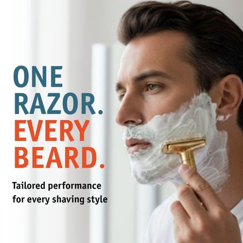 Merkur Futur 702 Adjustable Safety Razor - Bright Gold, Eco-Friendly Design, Made in Germany