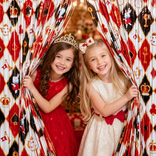 Wonderland Tea Party Decorations Photo Backdrop and Foil Curtain Set
