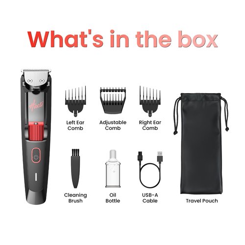 HACLI Men's Beard Trimmer with Precision Dial, 20 Adjustable Length Settings for Beard Mustache & Facial Grooming, Cordless Rechargeable, Professional Hair Clipper IPX7 Waterproof Wet/Dry Use, Red