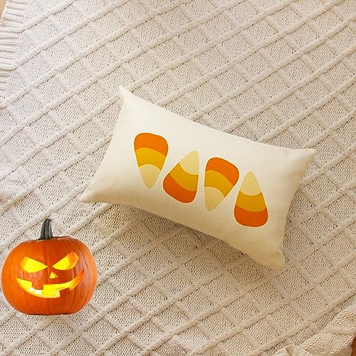 Halloween Candy Corn Throw Pillow Cover 12x20 Inch Orange Home Decor