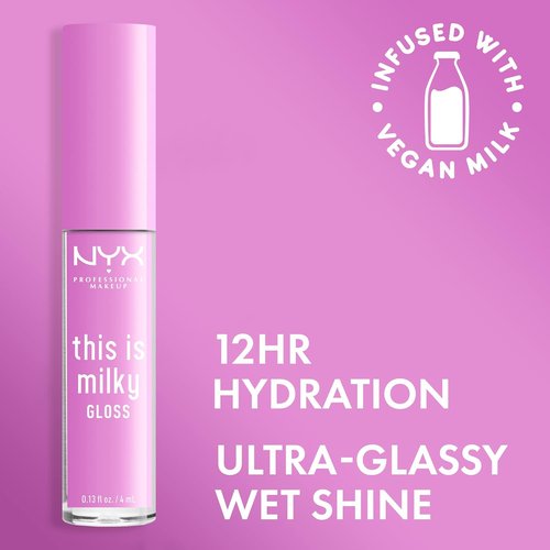 NYX Professional Makeup Milky Gloss - Vegan Lip Gloss with 12-Hour Hydration | Lilac Splash (Sheer Baby Purple)