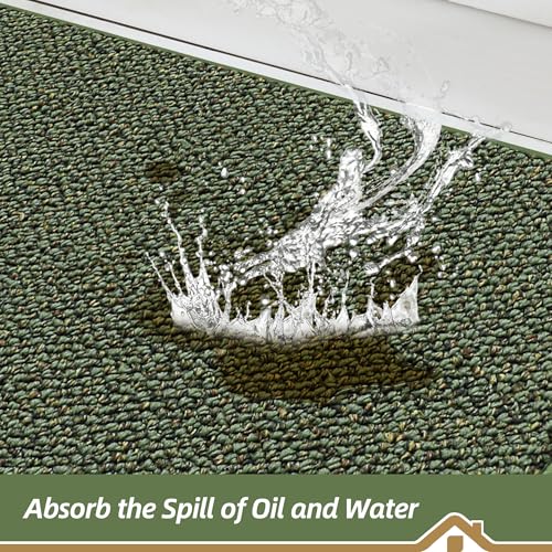 Kitchen Rugs Non-Slip Floor Mat 20x32 Inches - Green, Absorbent & Durable