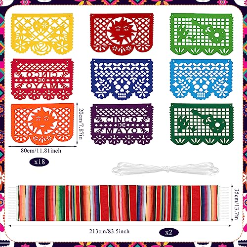 Day of the Dead Decoration Set with Faux Marigolds, Papel Picado Banners & Table Runners