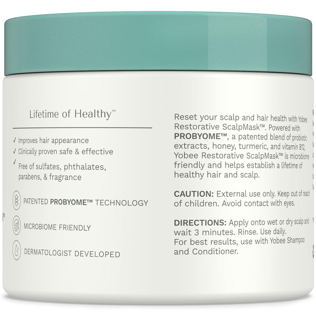 Yobee Restorative Scalp Mask - Probiotic Hair Treatment for Dry, Itchy Scalp - 4 fl oz