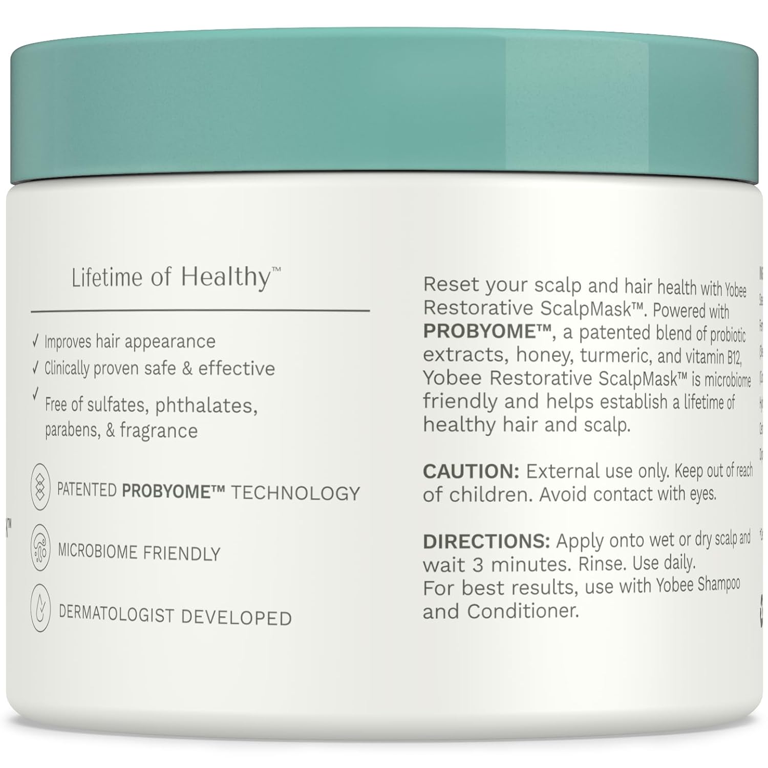 Yobee Restorative Scalp Mask - Probiotic Hair Treatment for Dry, Itchy Scalp - 4 fl oz