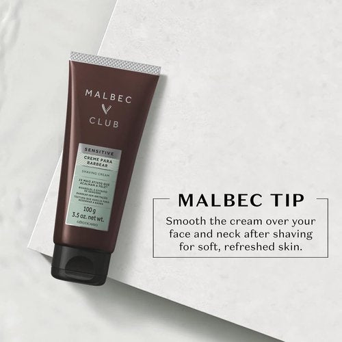 Malbec Club Sensitive Shaving Cream - Premium Non-Foaming Formula for Hydrated Skin | 3.5 Ounce