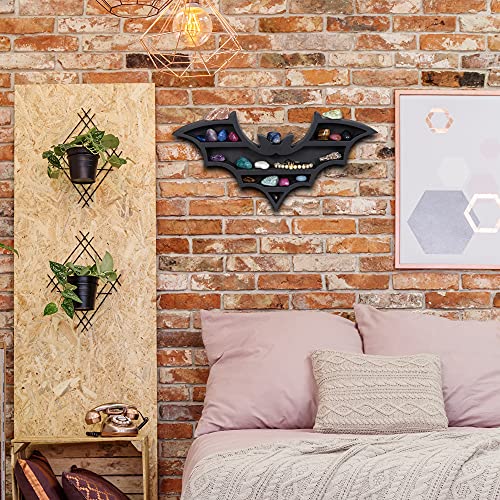 Vampire Bat Wall Shelf - Gothic Spooky Hanging Wooden Decor for Bedroom Bathroom Kitchen