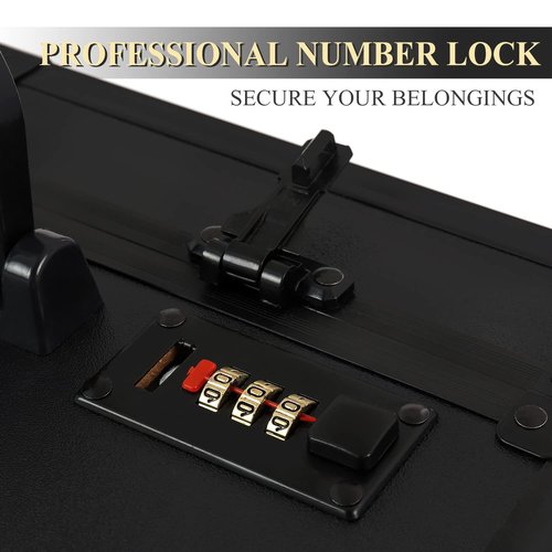 Kinglioncase Barber Case Clipper Bag Black, Hair Kit Tool Box Aluminum Organizer with Portable Handle and Secure Numlock for Scissors, Clippers, Barber Supplies 15.8" x 11" x 6.5"