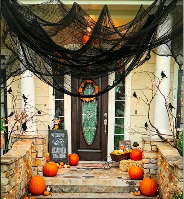 Halloween Creepy Cloth with Bat Wall Stickers - Spooky Party Decor Set