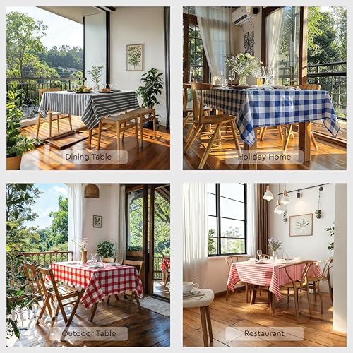 Rectangular Dining Table Cover 56x72 in Buffalo Blue Checks Recycled Cotton