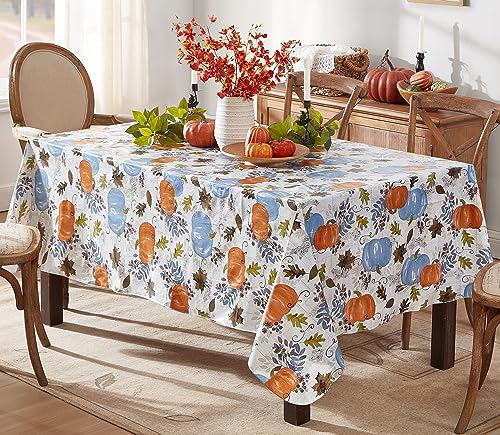 Newbridge Blue Pumpkin Thanksgiving Vinyl Tablecloth 52 x 70 Inch Rectangular - Hampstead Farm Variation