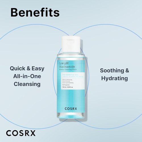 COSRX Low pH Niacinamide Micellar Cleansing Water - Gentle Daily Cleanser for Sensitive Skin | 3.38 fl. oz.