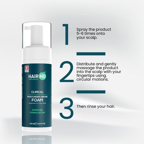 HairMD Transplant Clinical Foam - 150ml Men's Hair Growth Formula - Nourishes and Repairs Post-Transplant Scalp - Gentle Cleansing for Sensitive Skin