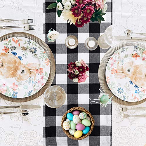 Black and White Gingham Table Runner 72 Inches - Rustic Farmhouse Home Decor
