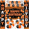 Orange and Black Birthday Party Decorations Set with Banner Balloons & Swirls