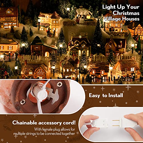 3 Pack Christmas Village LED Light Cords with Bulbs, Indoor Holiday Decor