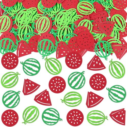Watermelon Confetti - 200Pcs Double-Sided Green and Red Paper Table Decor for Summer Parties - Watermelon Variation