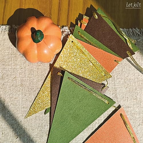 Letjolt Triangle Banner Set - Gold, Brown & Green Flags for Parties, 15 pcs, 10 Feet