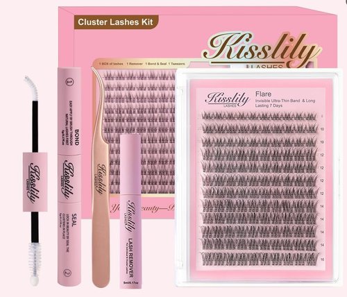 Flare Lashes With Invisible Band DiyNatural Eyelash Extension Kit Bond SealEyelash Glue and Lash Remover Beginner FriendlyIndividual Lashes Waterproof and Long lastingMakeup