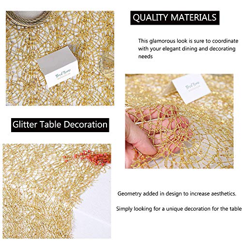 6 Pack Gold Sequin Mesh Table Runners 12x108 Inch for Wedding Party Christmas