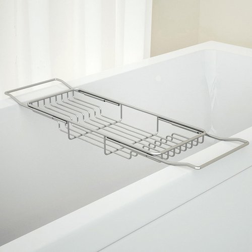 GIYDNEI Stainless Steel Bathtub Caddy Tray, Expandable Bath Tub Table, Adjustable Bathroom Tray, Bath Organizer Tub Shelf,Silver,26.8~35.4in