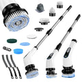 Electric Spin Scrubber Cordless – Powerful Bathroom Cleaning Brush with Long Handle, 2 Speeds, 3000mAh Rechargeable, 7 Brush Heads, Wall Hanger & Crevice Tools – Shower, Tub & Tile Cleaner