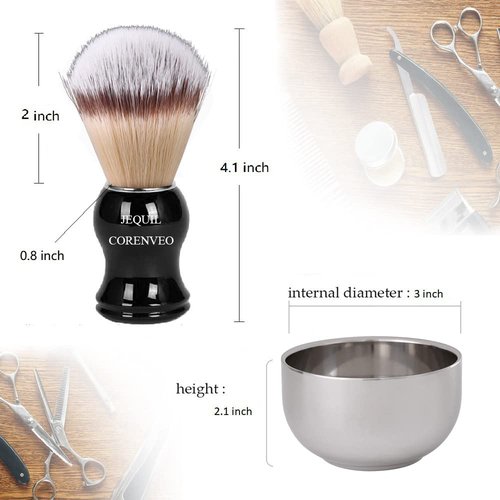 JEQUIL&CORENVEO Deluxe Shaving Kit for Men, 3pcs Shaving Set, Shaving Brush, Shaving Bowl, Razor & Brush Holder