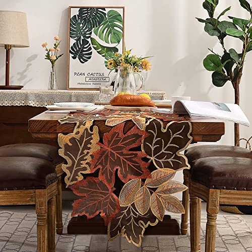 Embroidery Fall Table Runner 13.7 x 86.6 Inches Thanksgiving Home Decor