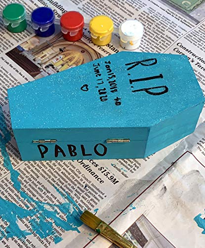 Creative Hobbies 12-Inch Halloween Coffin Box Set - Fillable Gothic Decor, Party Favor, Pet Casket 2-Pack