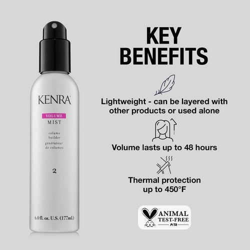 Kenra Professional Volume Mist 2 - Lightweight Volume Builder | Flexible Hold & Thermal Protection | 6 fl. oz. (2-Pack)