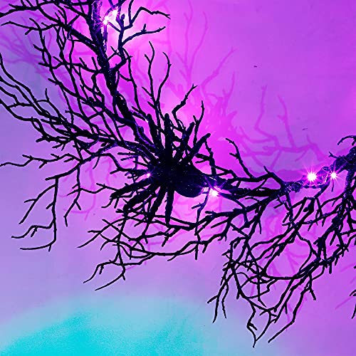 Adroiteet 24-inch Halloween Wreath with LED Lights, Spiders & Glitter Finish - Front Door & Outdoor Decor - Variation 1