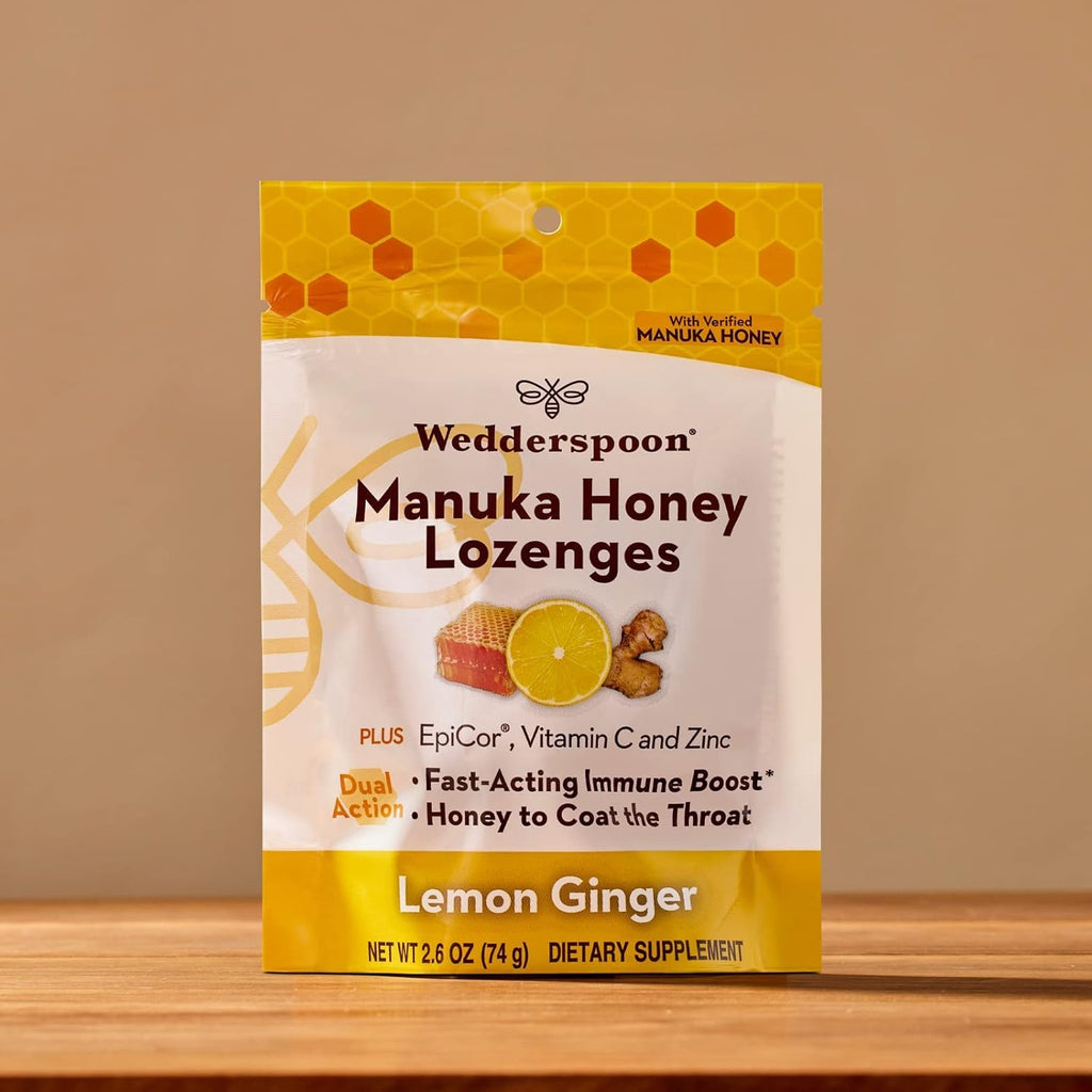 Wedderspoon Manuka Honey Lozenges - Lemon Ginger Flavor, 2.6 Oz | Boost Immunity Fast