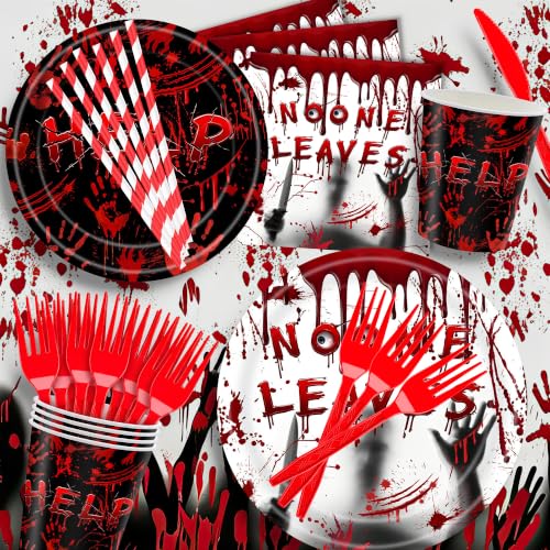 Halloween Bloody Party Supplies Set for 24 Guests - Tableware & Decorations