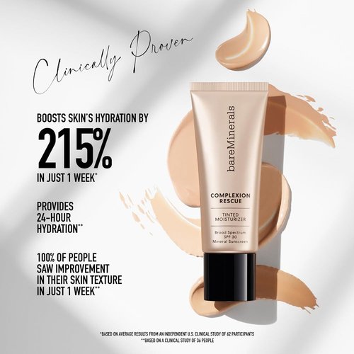 bareMinerals Complexion Rescue Tinted Moisturizer - Hydrating SPF 30 Mineral Sunscreen with Hyaluronic Acid, Sheer Coverage