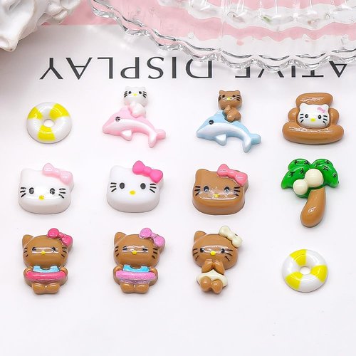 Kawaii Nail Charms - 3D Cute Cat Design Rhinestones for Nails DIY Nail Art Decoration 55Pcs(11Style)